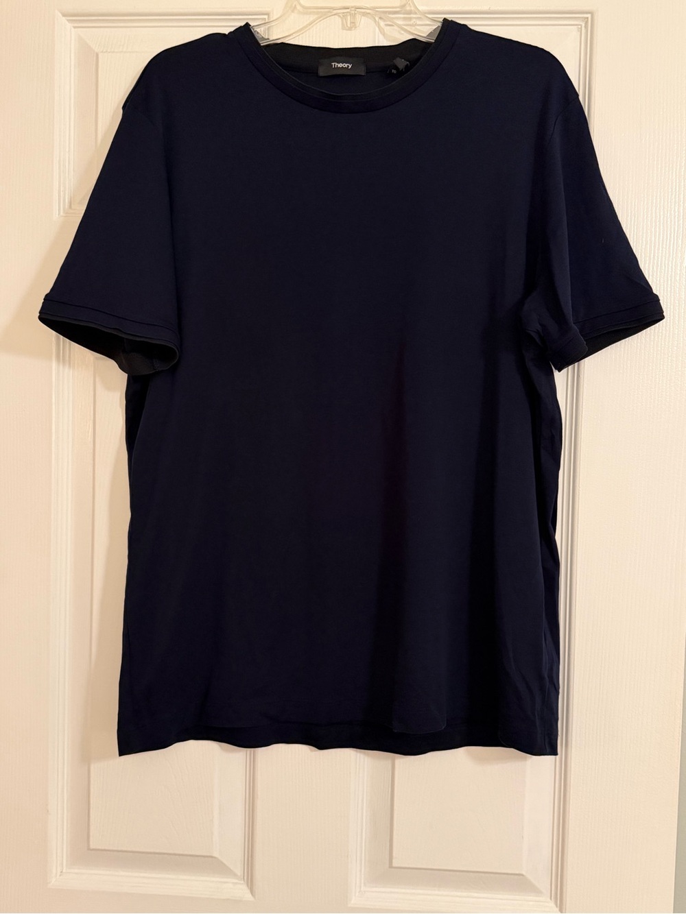 Theory Men's Dark Navy with Black Trim Crewneck Short Sleeve Tee